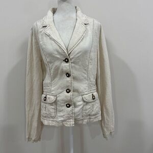 DKNY Jeans Women’s Linen Military Jacket Light Beige Size Large